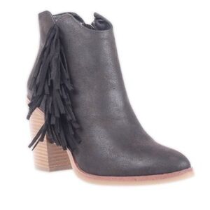 BNIB Mia Girl Black Avril Fringe Ankle Bootie with Block Heel Size 8.5